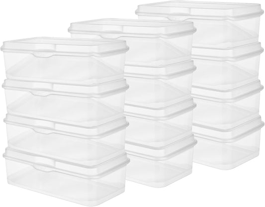 Sterilite 12-Pack Clear Flip-Top Stackable Storage Bins - Convenient Hinging Lid Design