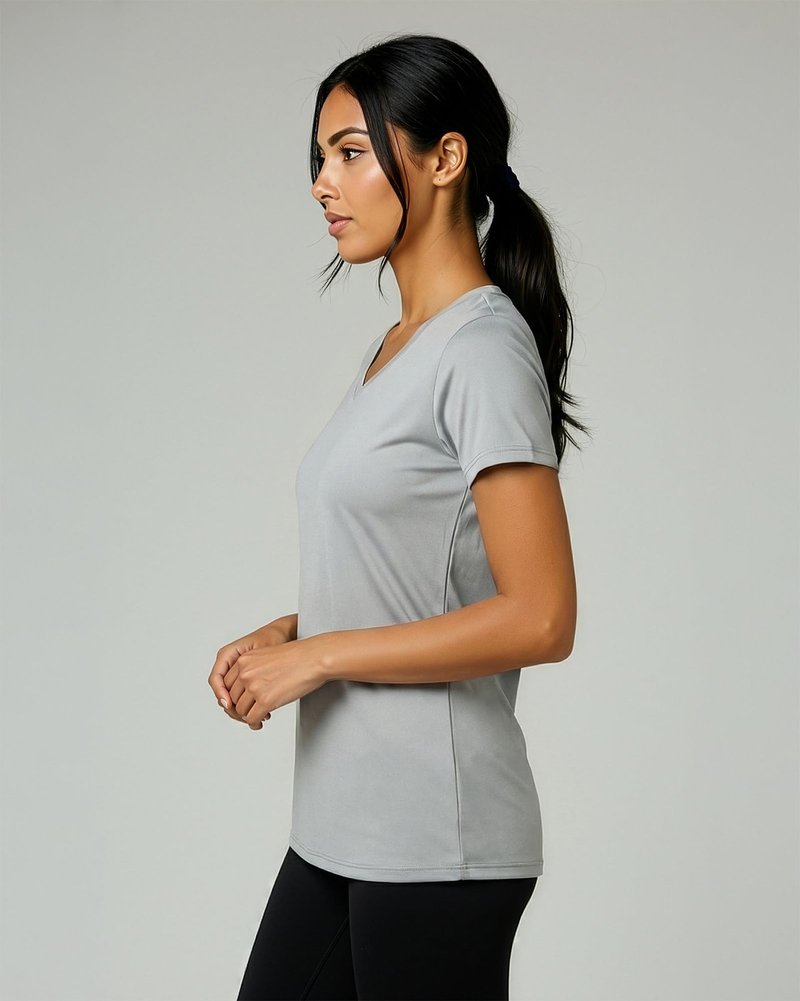 Real Essentials 5 Pack: Women's Dry-Fit Short Sleeve V Neck T Shirt Workout Fitness Yoga Top Tee (Available in Plus Size), Set 12, 2X