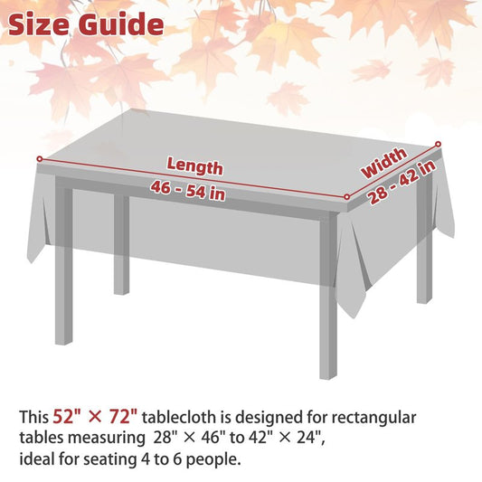NESAYVER Fall Vinyl Tablecloth with Flannel Backing for Rectangle Tables 52x70 Inches,Waterproof Wrinkle & Stain Resistant Thanksgiving Decorations Fit for Dining Parties Buffets Weddings,Maple Leaves