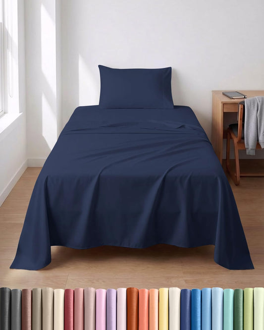 Lightweight Bed Sheet Set by [Brand Name] | Twin XL Cooling Sheets for Hot Sleepers - Breathable & Wrinkle Resistant - Navy Blue