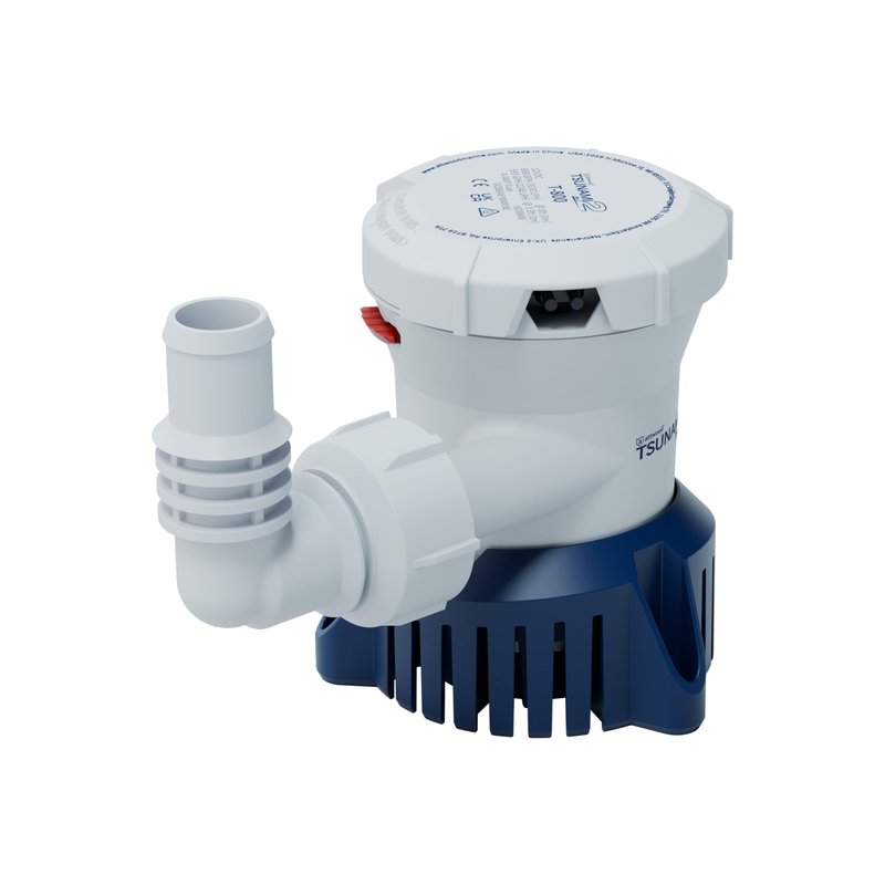 Attwood Tsunami Mk2 T800, 12V, Manual Bilge Pump, 800 GPH, with Fittings (Elbow & Straight), Direct Replacement for Attwood 4608-7