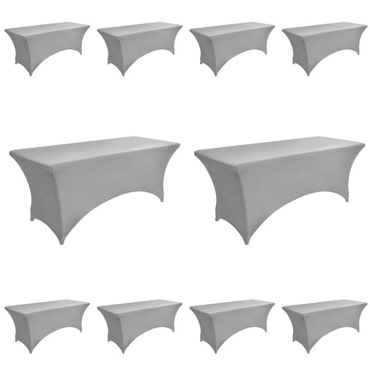 ZarzaaSik 114 10-Pack 6ft Spandex Table Covers for Rectangle Standard Folding Tables - Wrinkle Resistant Stretch Tablecloths - Ultimate Fitted Table Protector for Parties, Banquet, and Wedding