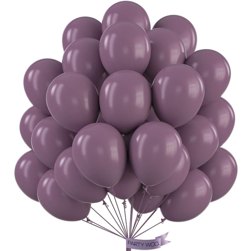 PartyWoo Dusty Purple Balloons 50 pcs 12 Inch Matte Mauve Dark Purple Latex Helium Balloons for Wedding Baby Shower Gender Reveal Graduation Butterfly Birthday Party Decorations Purple-F50