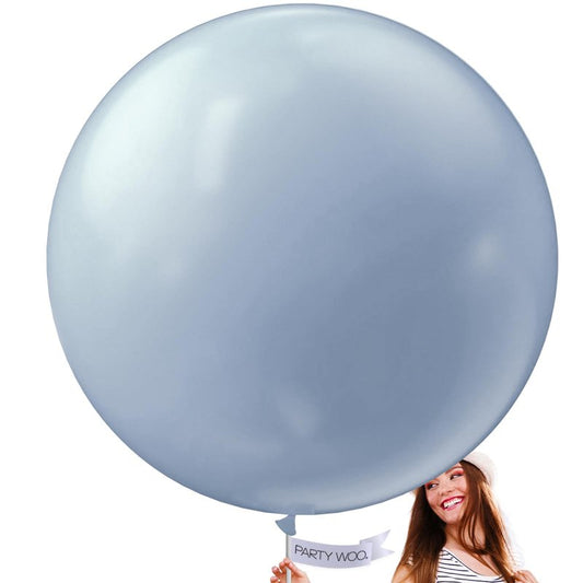 PartyWoo Dusty Blue Balloons 4pcs 36 Inch Slate Blue Boho Neutral Latex Helium Balloons for Baby Shower Wedding Graduation Anniversary Retirement Cat Tornado Birthday Party Decorations Blue-F51
