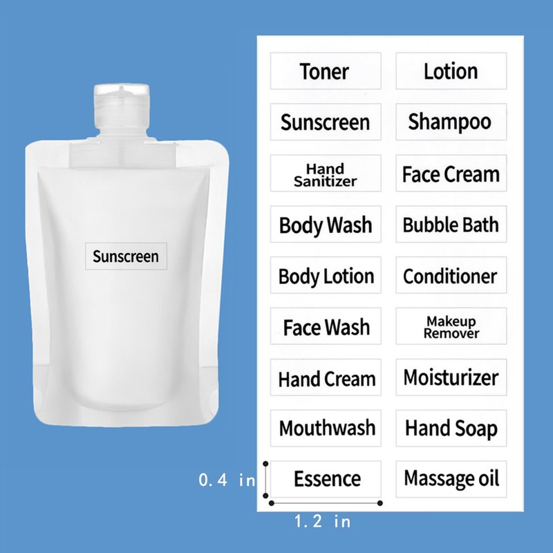 TUZAZO 15 Pack Travel Pouches for Toiletries, TSA Approved Travel Size Container, Refillable Empty Small Stand Up Travel Pouches for Shampoo Conditioner Lotion Soap Liquids
