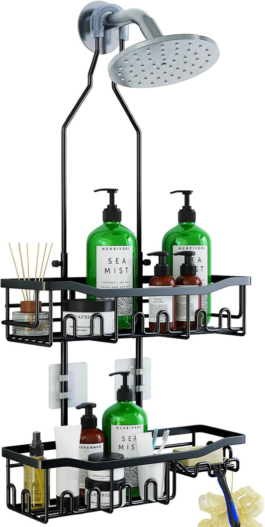 Skiennix Shower Organizer - Upgraded Extended Length Rustproof Shampoo & Soap Holder | Large Hanging Caddy