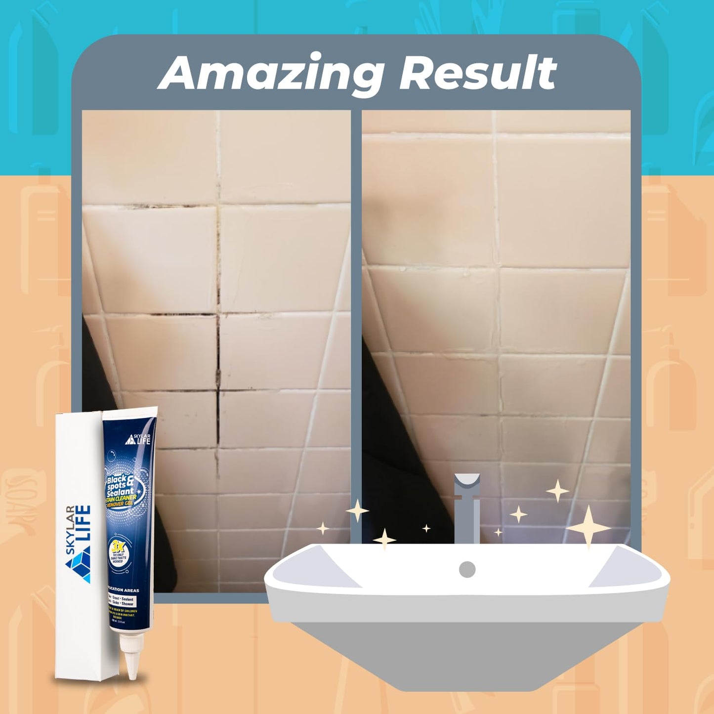 Skylarlife Rubber Stain Whitener Gel - Effective Sealant for Bathroom & Kitchen Caulk