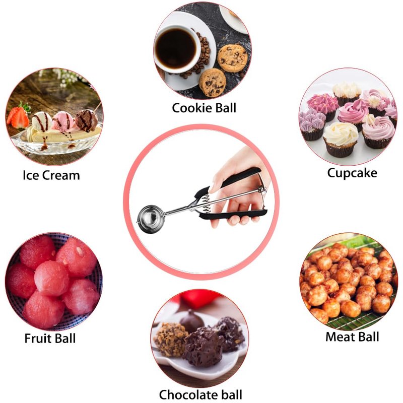 HOMURE H Cookie Scoop 4 Tablespoon, Size #16 Cookie Dough Scoop, Muffin Scoops for Baking, 4 Tbsp/ 60 ml/ 2 oz Cookie Scoop for Baking, Spring-Loaded Scoop, Comfortable Grip