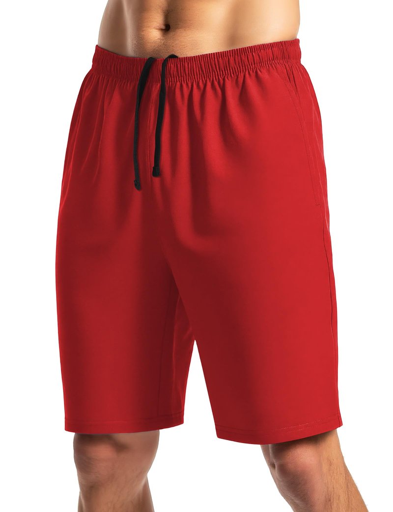 Naarts Men's Athletic Shorts 9'' Quick Dry Workout Running Shorts Lightweight Sports Gym Basketball Shorts with Pockets Red,2X-Large
