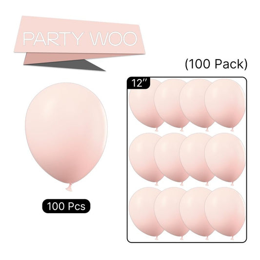 PartyWoo Pale Pink Balloons 100pcs 12 Inch Light Pastel Baby Pink Latex Helium Balloons for Birthday Engagement Bachelorette Baby Shower Easter Princess Butterfly Theme Party Decorations Pink-Q01