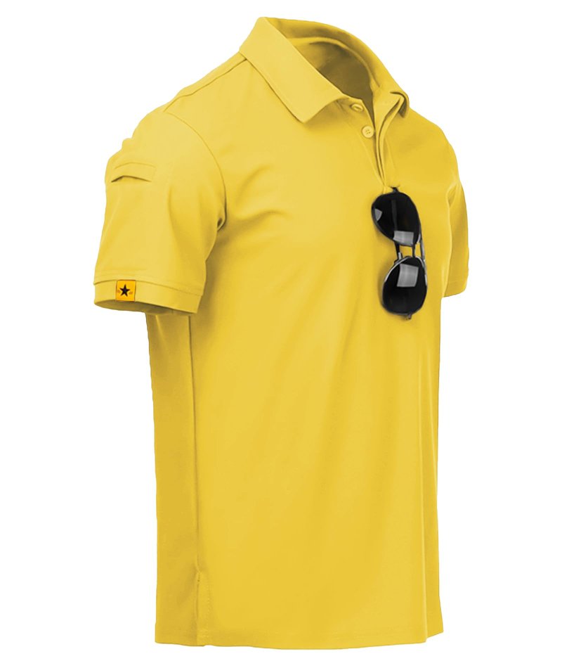 ZITY Mens Polo Shirt Short Sleeve Sports Tactical T-Shirt Athletic Golf Polos Daily Casual Stylish Collared Shirts for Men Pale Yellow 4X-Large