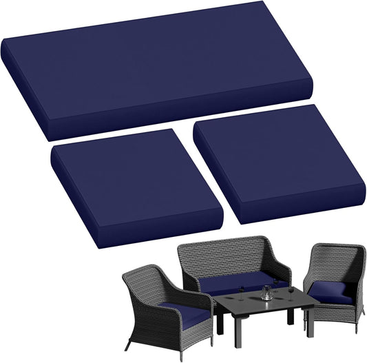 Outdoor Patio Seat Cushions by [Brand Name] - Weather & Fade Resistant | 3-Pack Anti-Slip 4-Seater Wicker Sofa Cushions