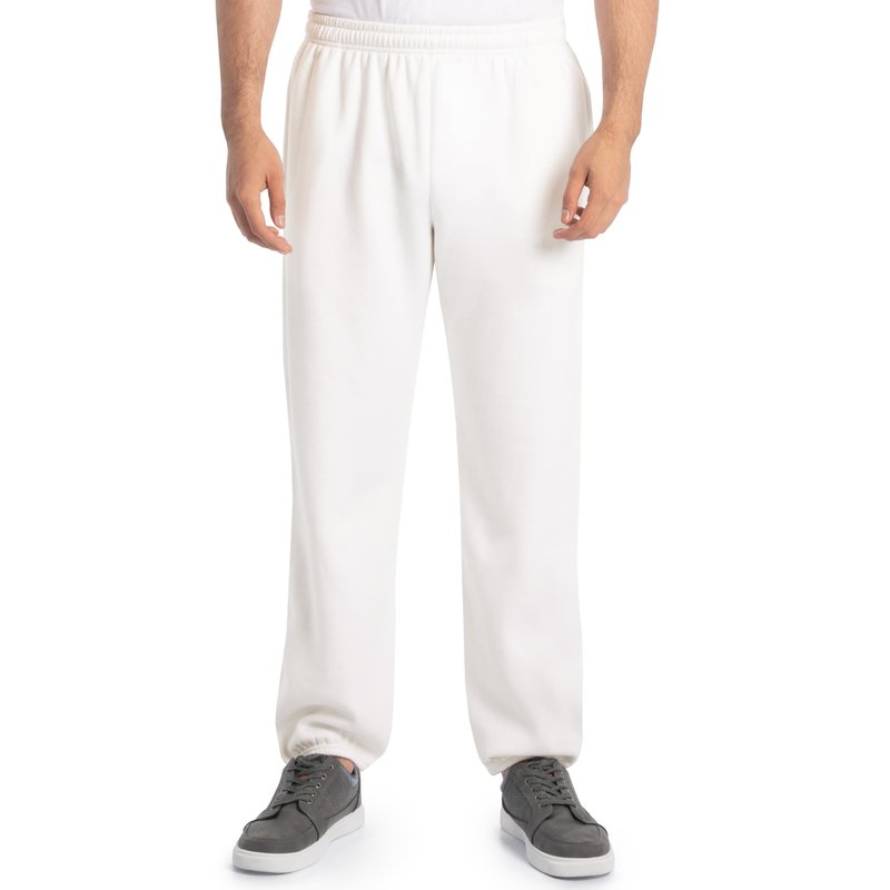 Fruit Of The Loom Mens Eversoft Fleece Elastic Bottom With Pockets, Relaxed Fit, Moisture Wicking, Breathable Sweatpants, White, Large US