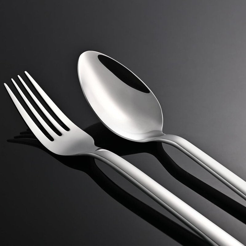 KINGSTONE Silverware Set, 5 Piece Flatware Cutlery Set for 1, 18/10 Stainless Steel Silverware Mirror Polished Dishwasher Safe for Home, Restaurant, Wedding, Party(Silver, 5 pieces for 1)