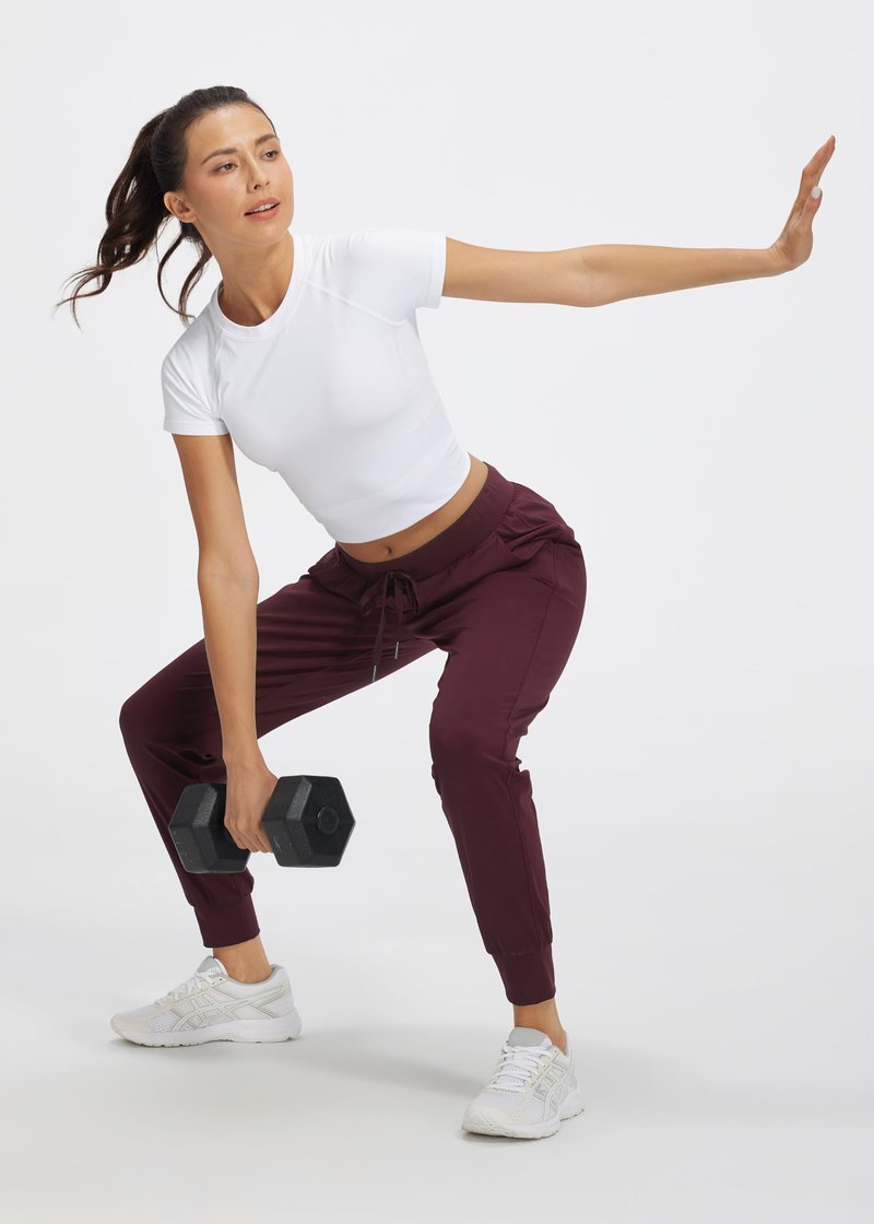 Libin Women's Joggers Pants Athletic Sweatpants with Pockets Running Tapered Casual Pants for Workout,Lounge, Burgundy 3XL