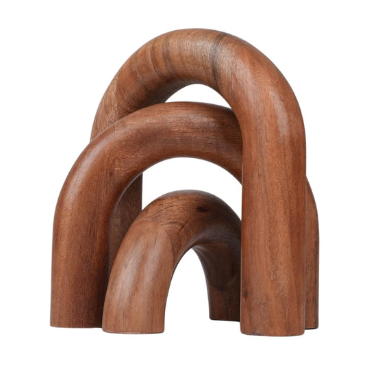 Homebia Designs Decorative Acacia Wood Arch Decor Set of 3 - Large - 6.5 Inch, Medium - 5 Inch, Small - 3 Inch - Natural