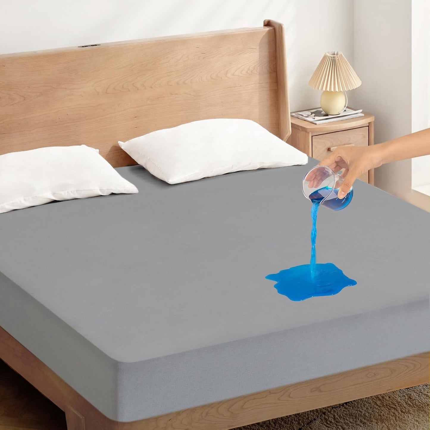 Skiennix Twin Mattress Protector - Waterproof & Breathable Pad Cover for Kids' Beds | Gray, Fits Up to 14" Deep