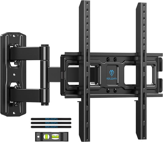 Perlesmith Corner TV Wall Mount - Full Motion Bracket for 26-65 Inch TVs up to 70 lbs | Swivel, Tilt, Level
