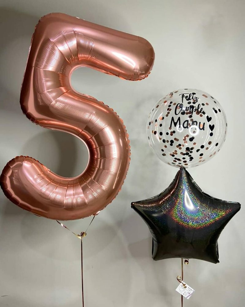 Rose Gold 4 Balloon, Number Balloons 40 Inch, 4th Birthday Decorations for Girls Boys, Four Large Numbers for Party Decor, Number 4 Balloon