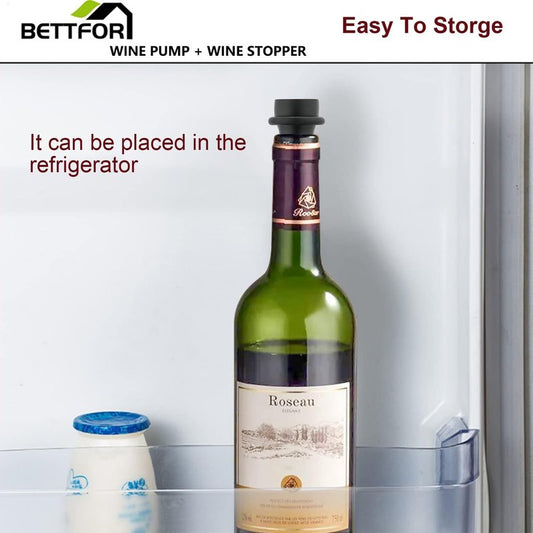 Wine Saver Vacuum Pump with 4 Wine Stoppers, Wine Bottle Stoppers with Food Grade Silicone Leak proof Keep Fresh Suitable for All Standard Wine Bottles