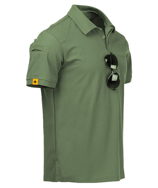 ZITY Mens Polo Shirt Short Sleeve Sports Tactical T-Shirt Athletic Golf Polos Daily Casual Stylish Collared Shirts for Men Green X-Large