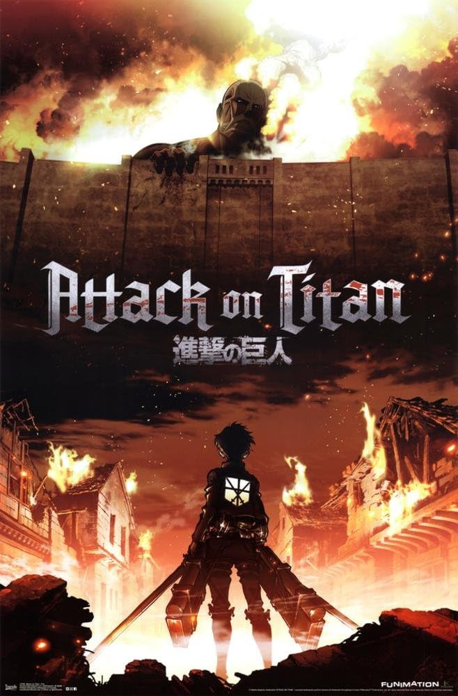 Trends International Attack on Titan Poster - Fire Wall Design, 22.375" x 34", Unframed