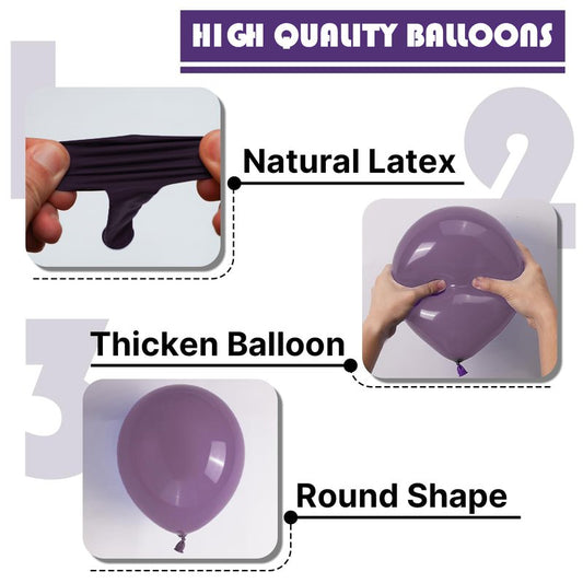 PartyWoo Dusty Purple Balloons 50 pcs 12 Inch Matte Mauve Dark Purple Latex Helium Balloons for Wedding Baby Shower Gender Reveal Graduation Butterfly Birthday Party Decorations Purple-F50