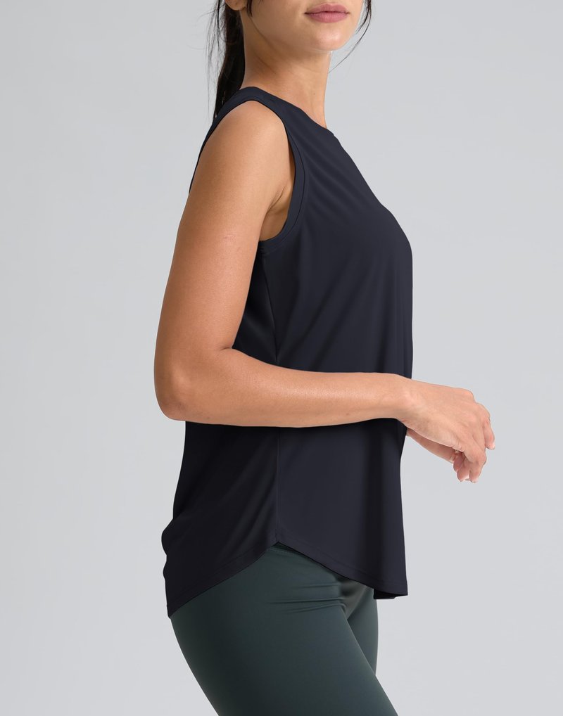 SANTINY Women's Sleeveless Workout Tops Breathable Lightweight Active Tennis Yoga Shirts Athletic Running Tank Tops for Women (Navy_L)
