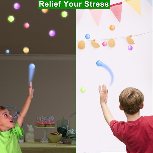 Easter Egg Fillers, 12 Pack 3" Large Filled Easter Eggs Glow in The Dark Sticky Ceiling Balls Stress Relief Fidget Toys for Kids Boys Girls Toddlers Teens Easter Basket Stuffers Hunt Party Favor Gifts