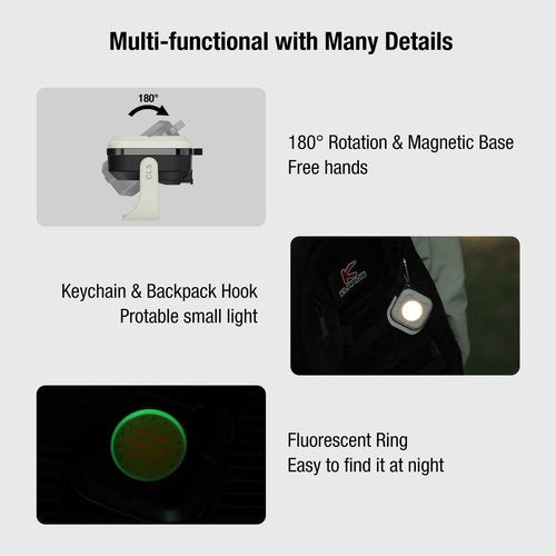 Klarus CL5 Small Work Light Powerful Magnetic Flashlight - 650lm Bright, 4 Color Temperatures (2700K-6500K) & USB-C Rechargeable, 180° Rotatable, IPX5 Waterproof, Portable LED Pocket Light