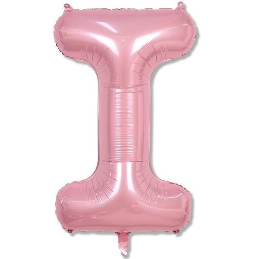 Pastel Pink I Letter Balloon, 40" Alphabet Foil Light Pink, Large Self Inflating for Girls Birthday Party Baby Shower Decoration