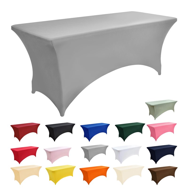 ZarzaaSik 112 2-Pack 6ft Spandex Table Covers for Rectangle Standard Folding Tables - Wrinkle Resistant Stretch Tablecloths - Ultimate Fitted Table Protector for Parties, Banquet, and Wedding