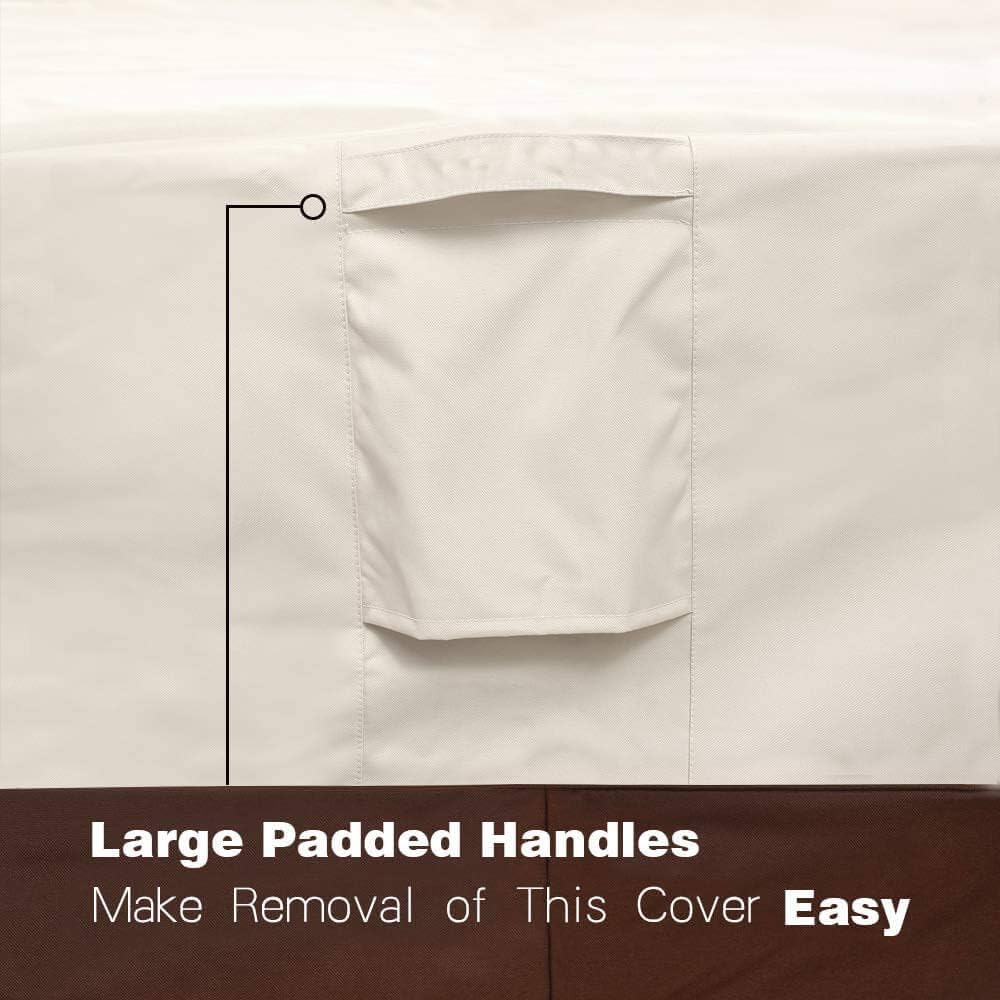 Vailge Rectangular Coffee Table Cover - Heavy Duty Waterproof Protection for Outdoor Furniture | Fits Large Tables (Beige & Brown)