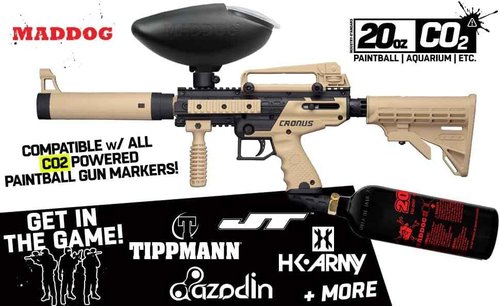 20 Oz Refillable Aluminum CO2 Paintball Tank by Maddog - Lightweight & Durable