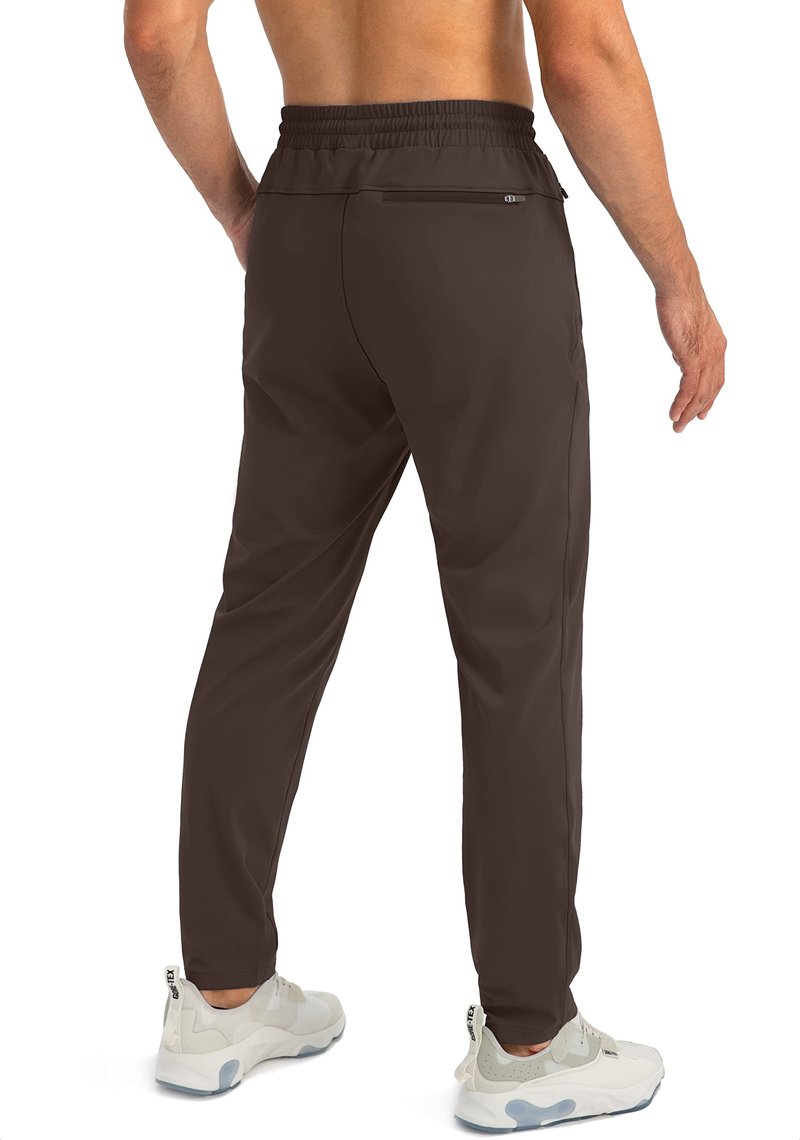 G Gradual Men's Sweatpants with Zipper Pockets Tapered Joggers for Men Athletic Pants for Workout, Jogging, Running (Brown, 3X-Large)