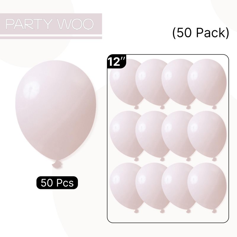PartyWoo Beige Balloons 50pcs 12 Inch Boho Cream Ivory Neutral Latex Helium Balloons for Graduation Wedding Anniversary Engagement Bridal Graduation Baby Shower Birthday Party Decorations White-F60
