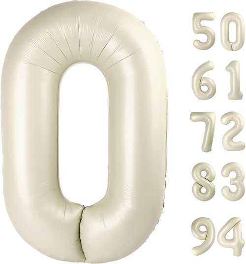 Cream Number Balloon - 40 Inch Cream 0 Balloon for Birthday Decorations | Perfect Party Supplies