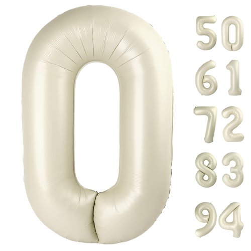 Cream Number 30 Balloon 40 inch, 30 Number Balloons, 30th Cream Birthday Decorations, 30 Year Old Women Men White Party Supplies