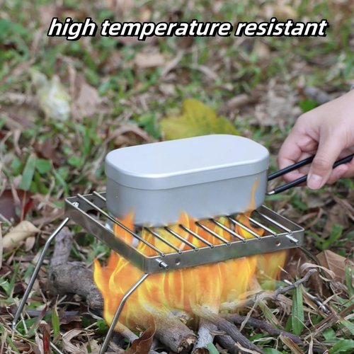 Camp Grill with Foldable Legs, 304 Stainless Steel Portable Folding Camping Campfire Grill over Fire Stove bracket outdoor