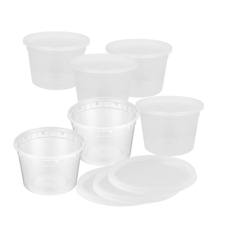 ProTakeOut 16oz [20 set] Heavy Duty Plastic Deli Container | BPA-Free Food Storage with Airtight Leak‑Proof Lids | Microwave, Freezer & Dishwasher Safe – Stackable, Bulk Reusable Soup & Meal Prep Tub