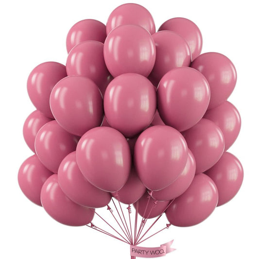 PartyWoo Mauve Balloons 50 pcs 12 Inch Dark Hot Boho Pink Balloons for Wedding Baby Shower Gender Reveal Valentine's Day Bridal Shower Graduation Birthday Party Decorations Pink-F02