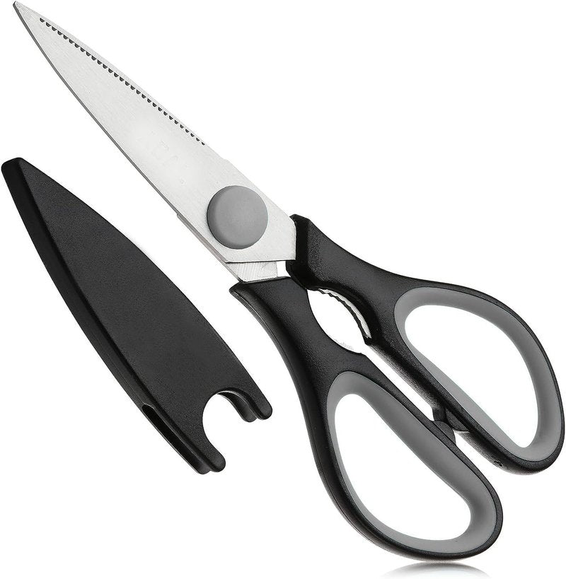 Rainspire Premium Kitchen Scissors All Purpose Heavy Duty Kitchen Shears for Food, Dishwasher Safe, Protective Sheath, Stainless Steel, Black