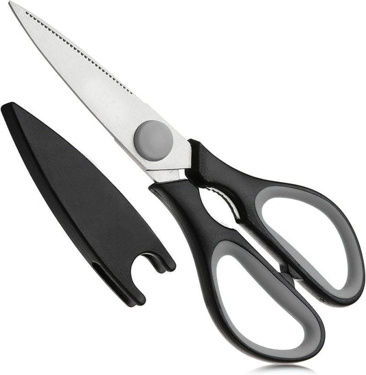 Rainspire Premium Kitchen Scissors All Purpose Heavy Duty Kitchen Shears for Food, Dishwasher Safe, Protective Sheath, Stainless Steel, Black