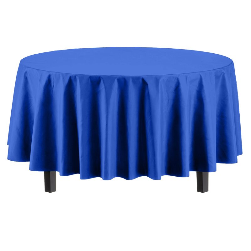 Exquisite 6-Pack Round Plastic Tablecloth Disposable 84 Inch, Heavy Duty Waterproof Table Cover for Party, Wedding, Birthday, BBQ - Covers 72 Inch Round Tables - Dark Blue