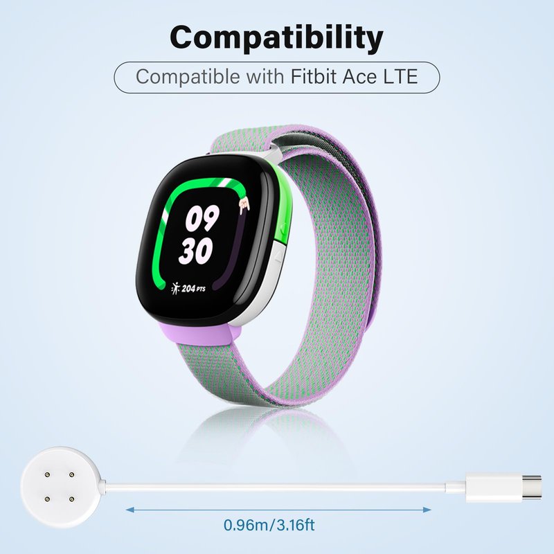 [2-Pack] Charger Compatible with Google Fitbit Ace LTE, White Type-C Magnetic Charging Cable - 3.16ft