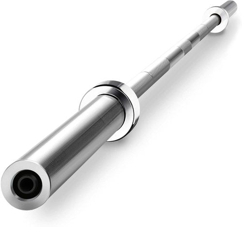 7-Foot Olympic Barbell with Collars - Solid Iron Chrome Weightlifting Rod for Home Gym & Powerlifting