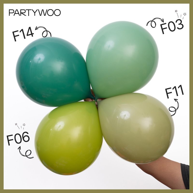 PartyWoo Sage Green Balloons 100pcs Different Sizes of 36 18 12 10 5 Inch Olive Boho Green Latex Balloon Arch Kit for Wedding Birthday Dinosaur Jungle Golf Football Theme Party Decorations Green-F11