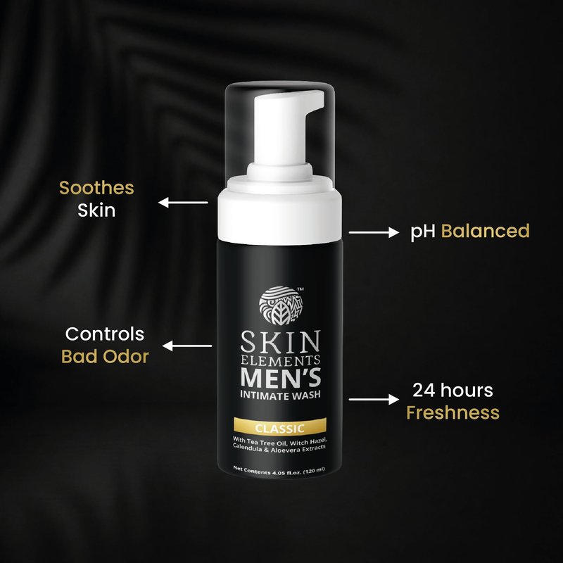 Skin Elements Men's Intimate Wash JUMBO Pack | with Refill | For 180 Days | 14.2 fl. oz | pH Balanced Hygiene Foaming Wash | Controls Bad Odor | Tea Tree Oil | Super Saver Pack |