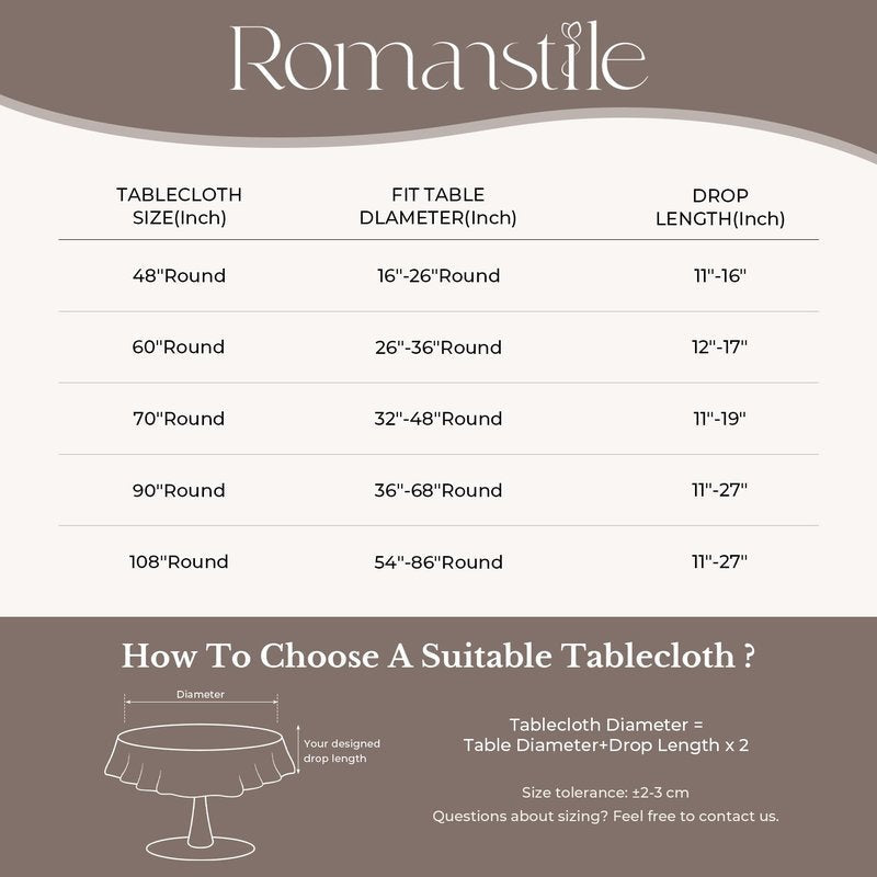Romanstile Round Waterproof Tablecloth, Stain Resistant Washable Table Cloths Wrinkle Free Polyester Table Covers for Kitchen Dining Party Wedding Indoor and Outdoor - White, 48 Inch