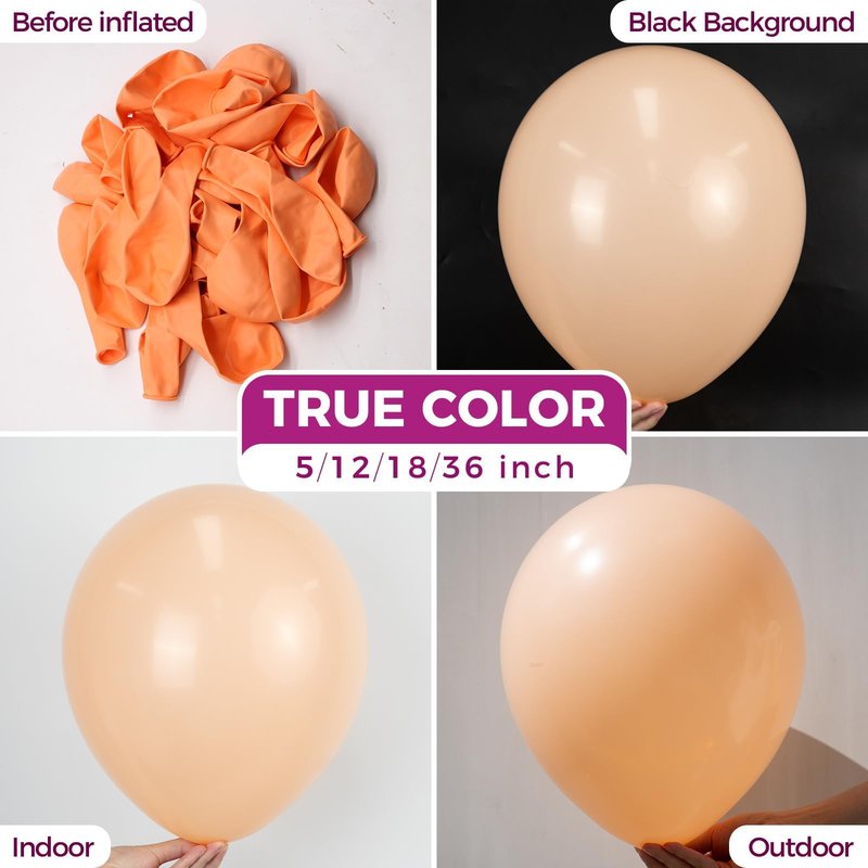 Bezente Pastel Orange Giant Balloons 36 Inch - 8 Pack Jumbo Orange Balloons Large Round Light Orange Peach Latex Balloons for Bridal Shower Wedding Birthday Party Decorations
